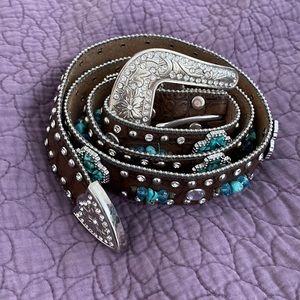 Turquoise and Genuine Leather Belt